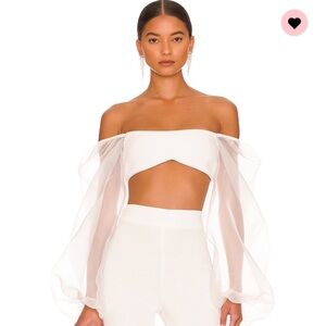 White nookie bralette top with sheer sleeves